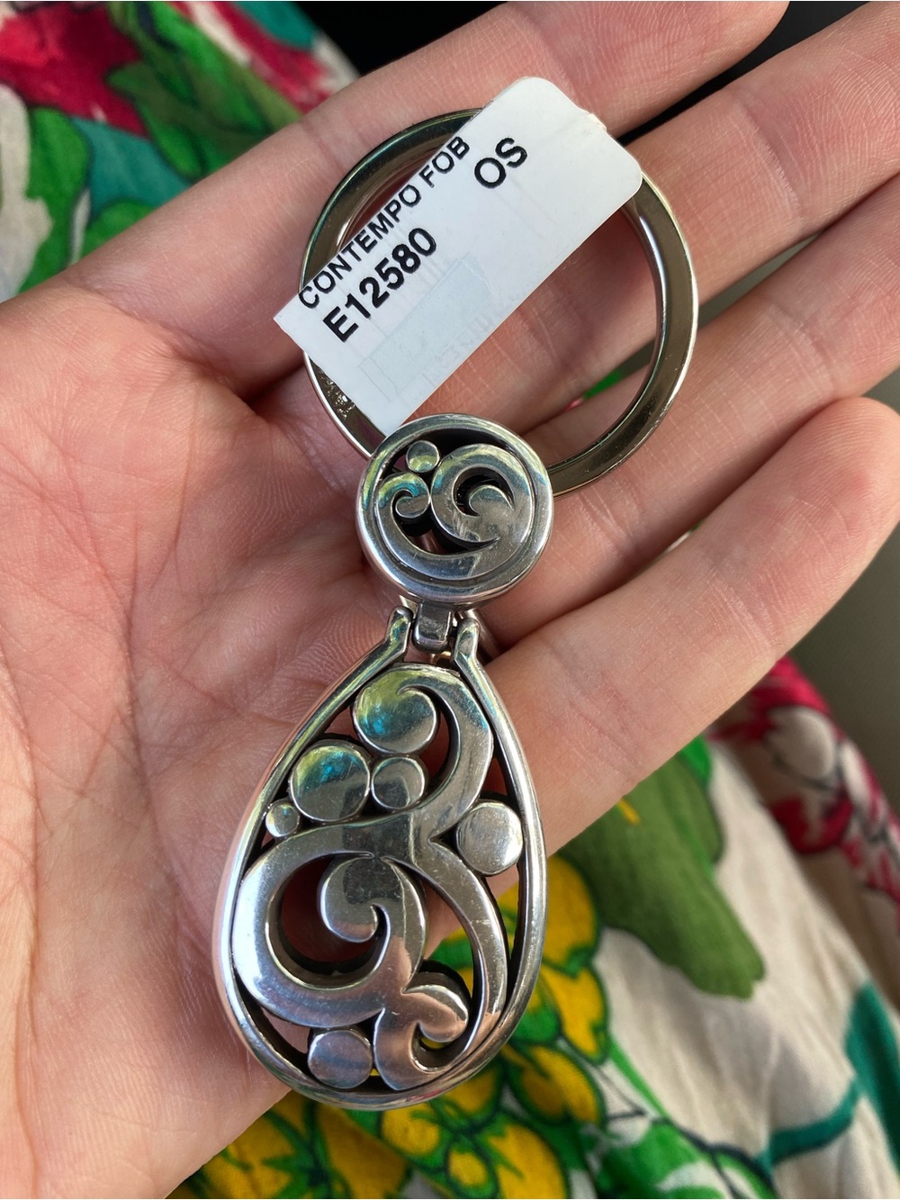 Brighton Silver Swirl Teardrop Key Ring/Fob
